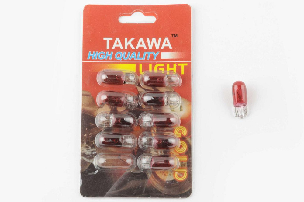 Лампа Т10 (безцокольна) 12V 3W (габарит, прилади) (червона) Мукачево - фото 1