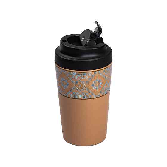 Термочашка Вишиванка з порцелянаовою колбою 380 мл помаранчева HP-14-50O Коломия