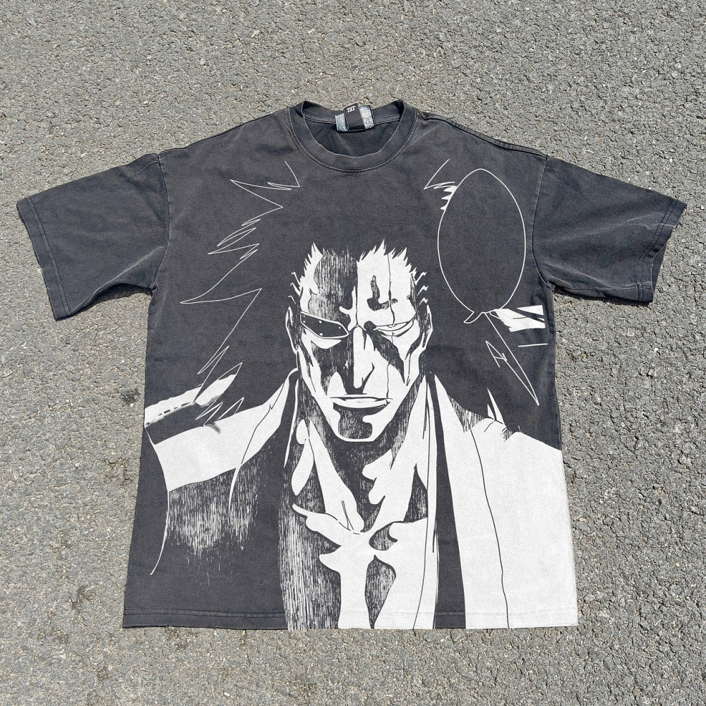 Футболка чоловіча з принтом аніме Бліч Схінігамі Кенпакхі Заракі оверсайз (S/M/L) Черний Дніпро - фото 9