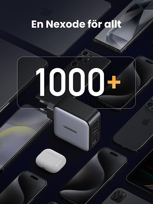 UGREEN Nexode 100W GaN повербанк, 4 порти USB-C та USB-A, швидка зарядка PD, PPS, адаптер для MacBook, iPhone, iPad, Galaxy Київ - фото 9
