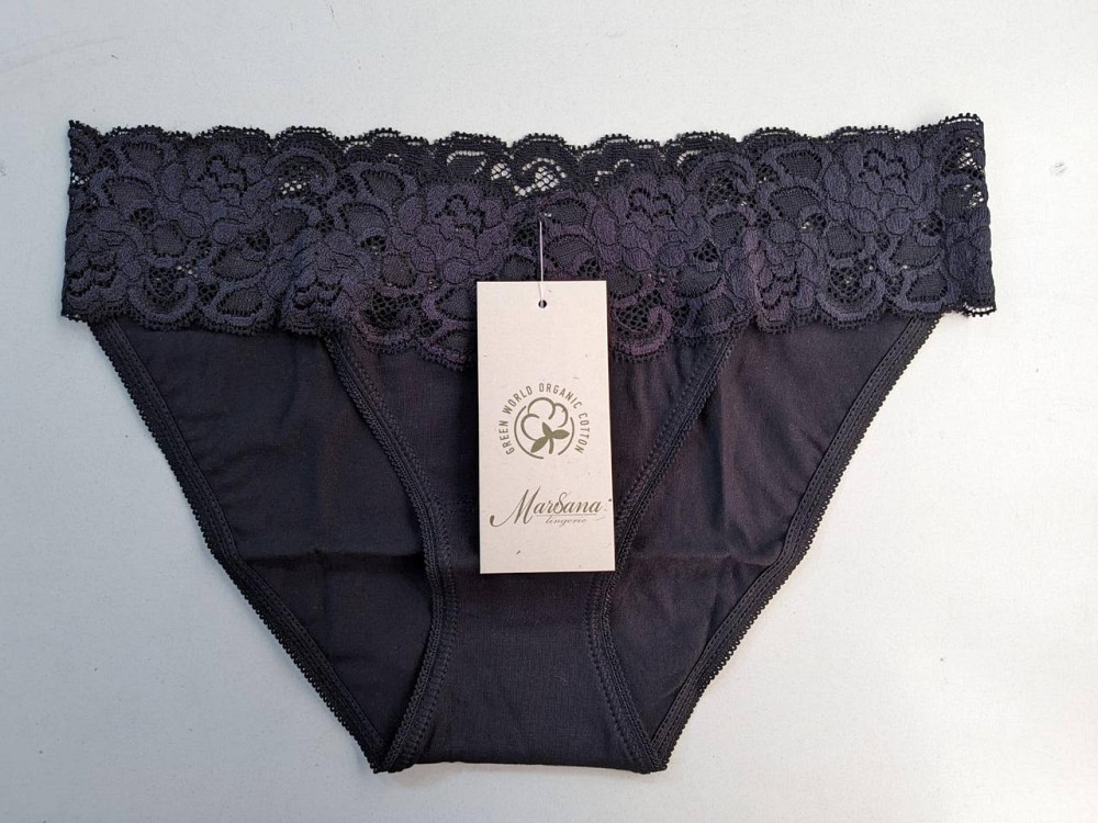 Женские трусики Танга из хлопка с кружевным поясом цвет Чорный Marsana 01-051 XL Киев - изображение 2