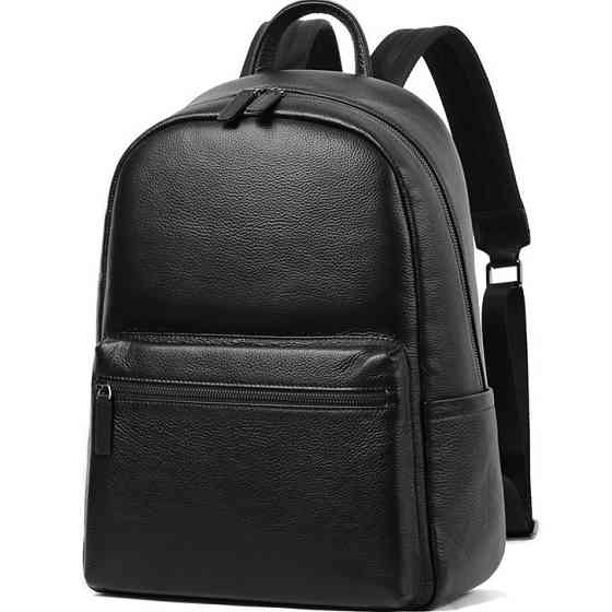 Мужской кожаный городской рюкзак Tiding Bag (30 х 41 х 12 см) с отделением для ноутбука Черный Киев