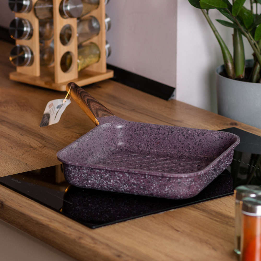 Сковорода-гриль алюминиевая,квадратная,2,5 литра,с антипригарным покрытием,24 см,MGC Purple HP-4-443M SBR Киев - изображение 12