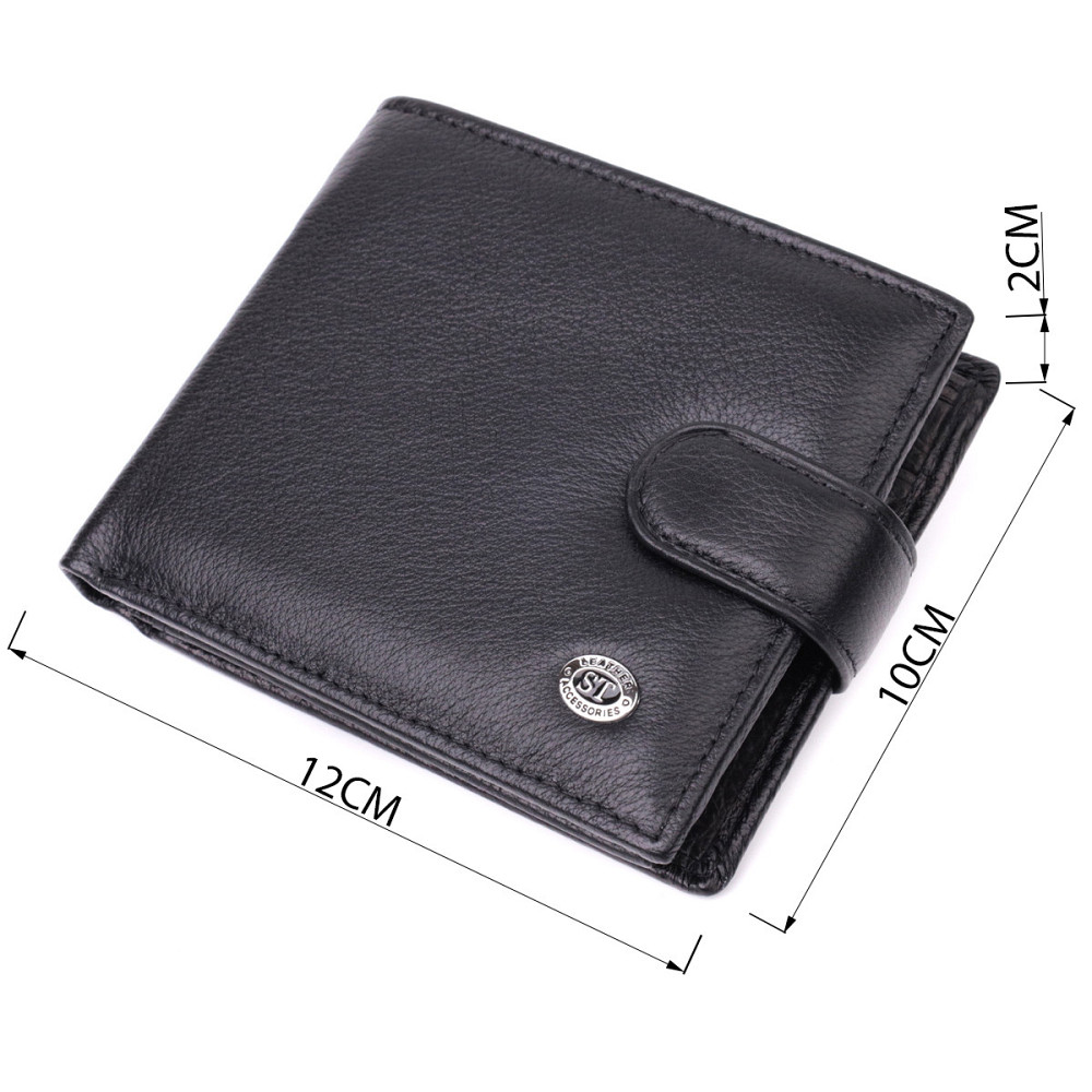 Бумажник мужской среднего размера из натуральной кожи ST Leather 22473 Черный Киев - изображение 4