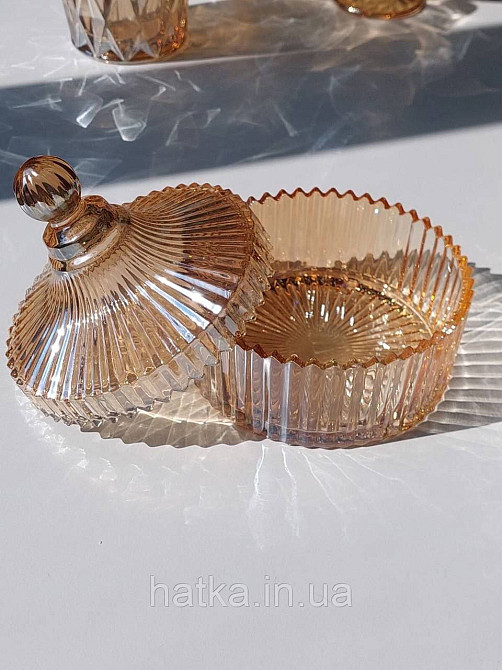 Цукорниця ємність для зберігання скляна "Золотий купер" 520 мл
 коричневе товсте скло Київ - фото 2