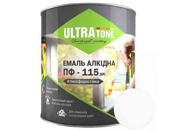 Эмаль алкидная ПФ-115 белый 0,9кг ТМ ULTRA TONE Киев