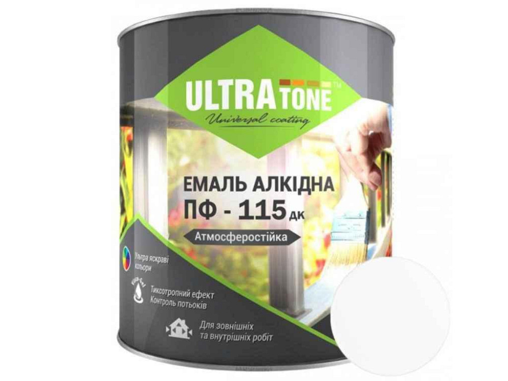 Эмаль алкидная ПФ-115 белый 0,9кг ТМ ULTRA TONE Киев - изображение 1