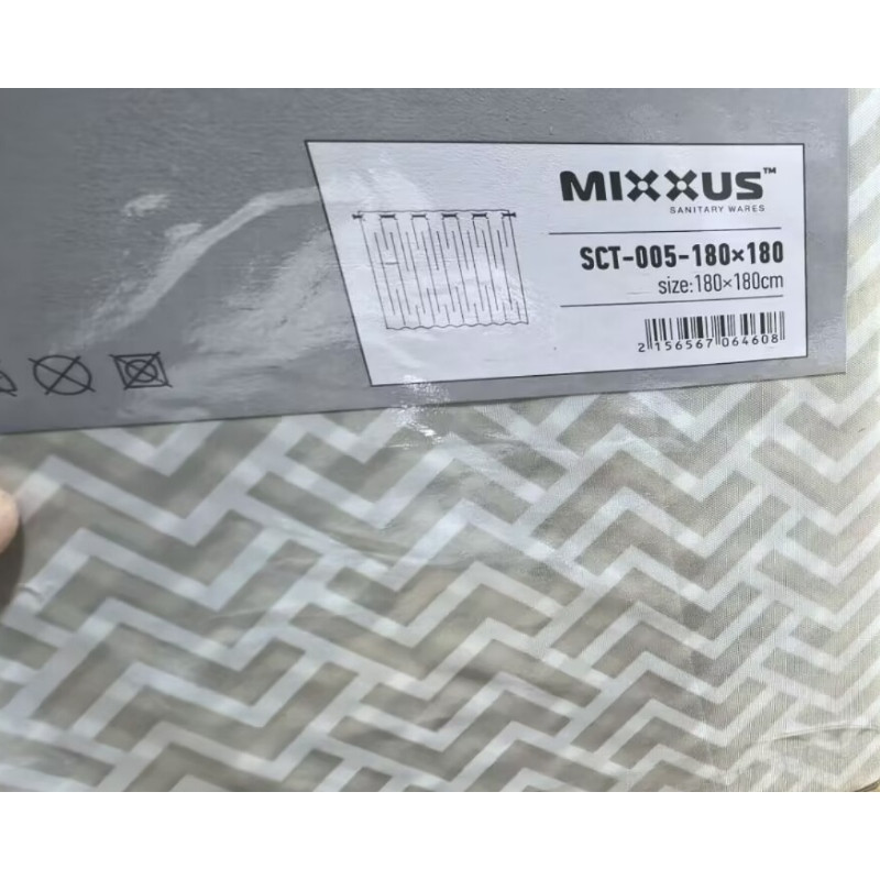 Шторка для ванної Mixxus SCT-005-180x180 з поліестеру із вбудованими кільцями (Візерунок сірий) (AC0646) Київ - фото 3