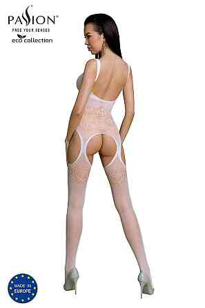 Бодистокинг Passion ECO BS005 white, плотный, открытый доступ, имитация подвязок Sex Aura Киев