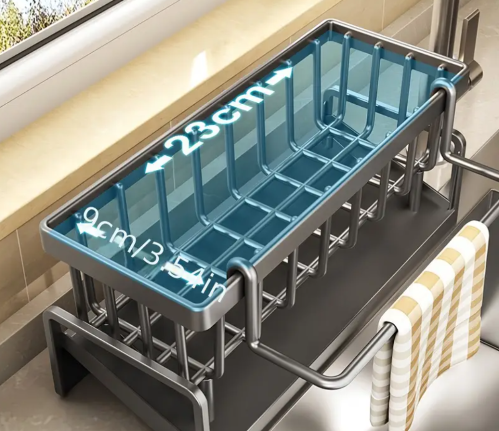 Органайзер для губок, тряпок и моющих средств с поддоном и сливом, настольный, 23×10×9 см Одесса - изображение 2