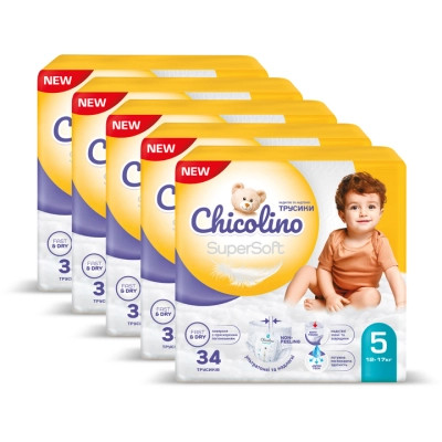 Подгузники Chicolino Super Soft Размер 5 (12-17 кг) 34 шт, 4 Упаковки (4823098414667) Винница - изображение 8