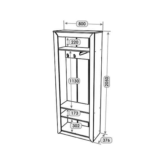 Шкаф-пенал с зеркалом Эверест Нордик-800 Графит + Дуб крафт золотой (DTM-5540) Днепр