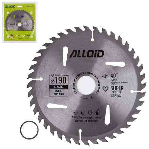 Диск пиляльний по дереву з твердосплавними напайками 190х30/25,4мм, 40 зубів Alloid Одеса