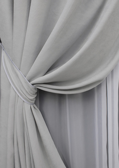 Комплект штор на люверсах VR-Textil Микровелюр Petek № 1477ш Светло-серый 150х270 см 2 шт (37-0165) Киев - изображение 13