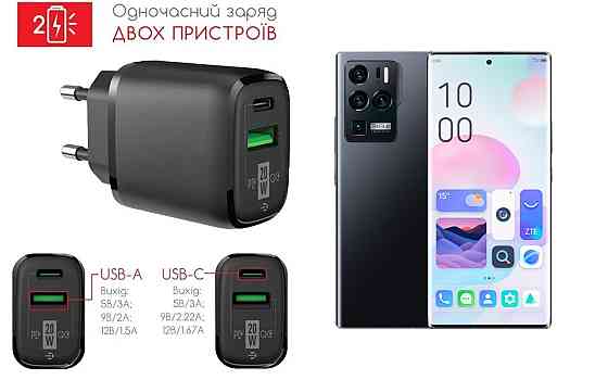 Сетевое зарядное устройство для ZTE Axon 30 Ultra 5G, 20W 3A, Quick Charge 3.0 Киев