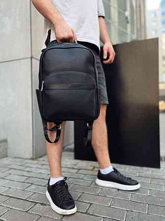 Якісний чоловічий рюкзак з натуральної шкіри чорний міцний ранець на кожен день Tiding Bag Київ