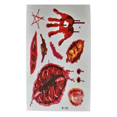 Тимчасова наклейка на тіло Рани переводка 10 на 6 см червоний Київ