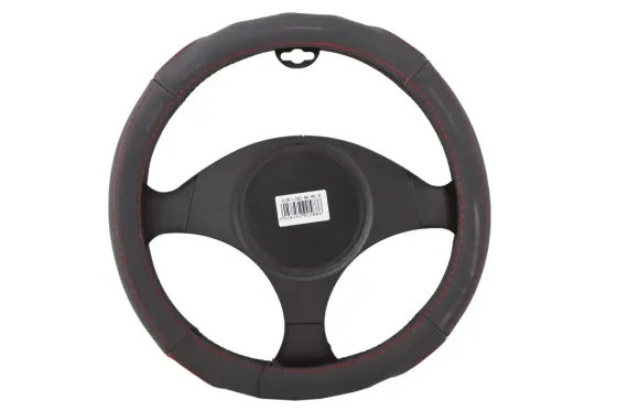 Оплетка на кермо шкіра M без запаху Voin L282-M чорний (червона нитка) Вінниця