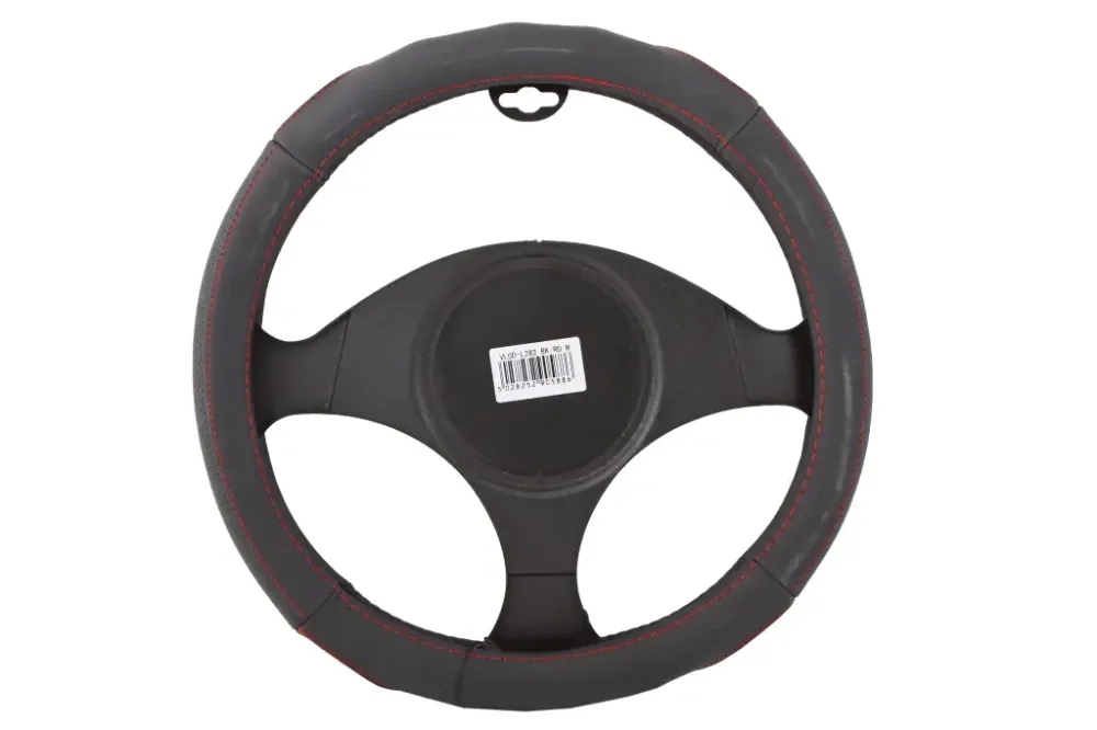 Оплетка на кермо шкіра M без запаху Voin L282-M чорний (червона нитка) Вінниця - фото 2