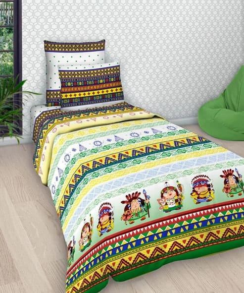 Ecotton Дитячий комплект постільної білизни Ecotton полуторний 147х215 см Індіанці зелений (575 Коломия - фото 1