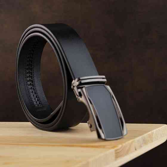 Ремень мужской c рамкой из затемненного металла Vintage 20277 Черный Киев