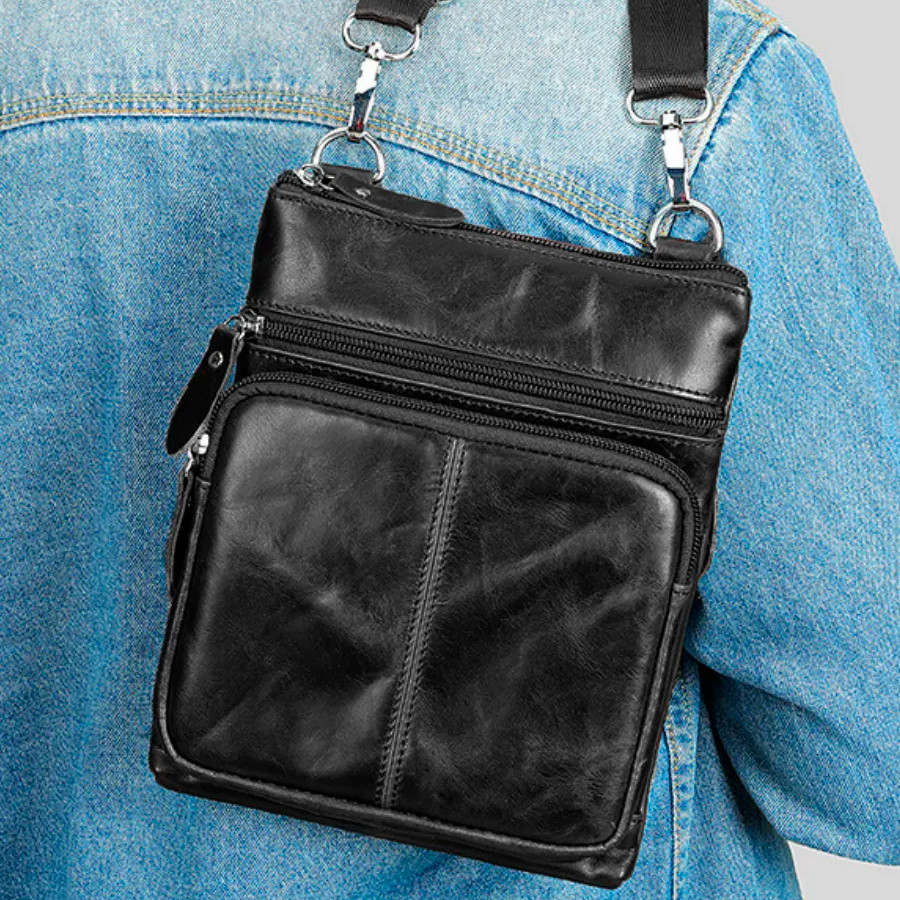 Мужская сумка из натуральной итальянской кожи флотар – 5 карманов, прочная фурнитура RW-38 Львов - изображение 9