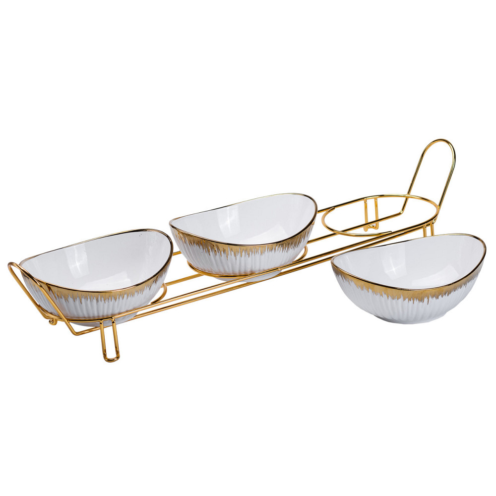 Yiwu Набір менажниць порцелянових на підставці 3 штуки Київ - фото 3