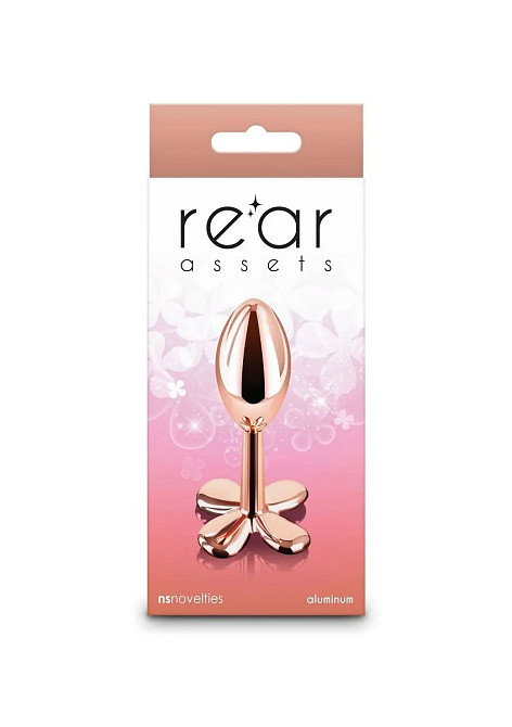 Анальная пробка металлическая NS Novelties Rear Assets Clover, золотая Sex Aura Киев - изображение 4