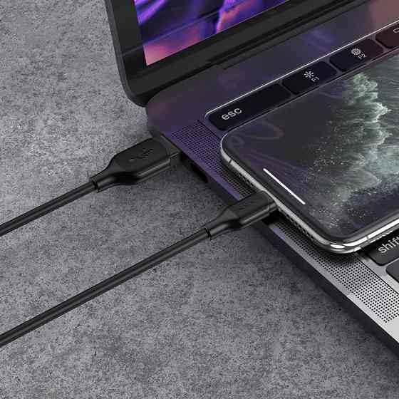 Кабель BOROFONE BX42 USB to iP 2.4A, 1m, silicone, TPE connectors, Black Одеса
