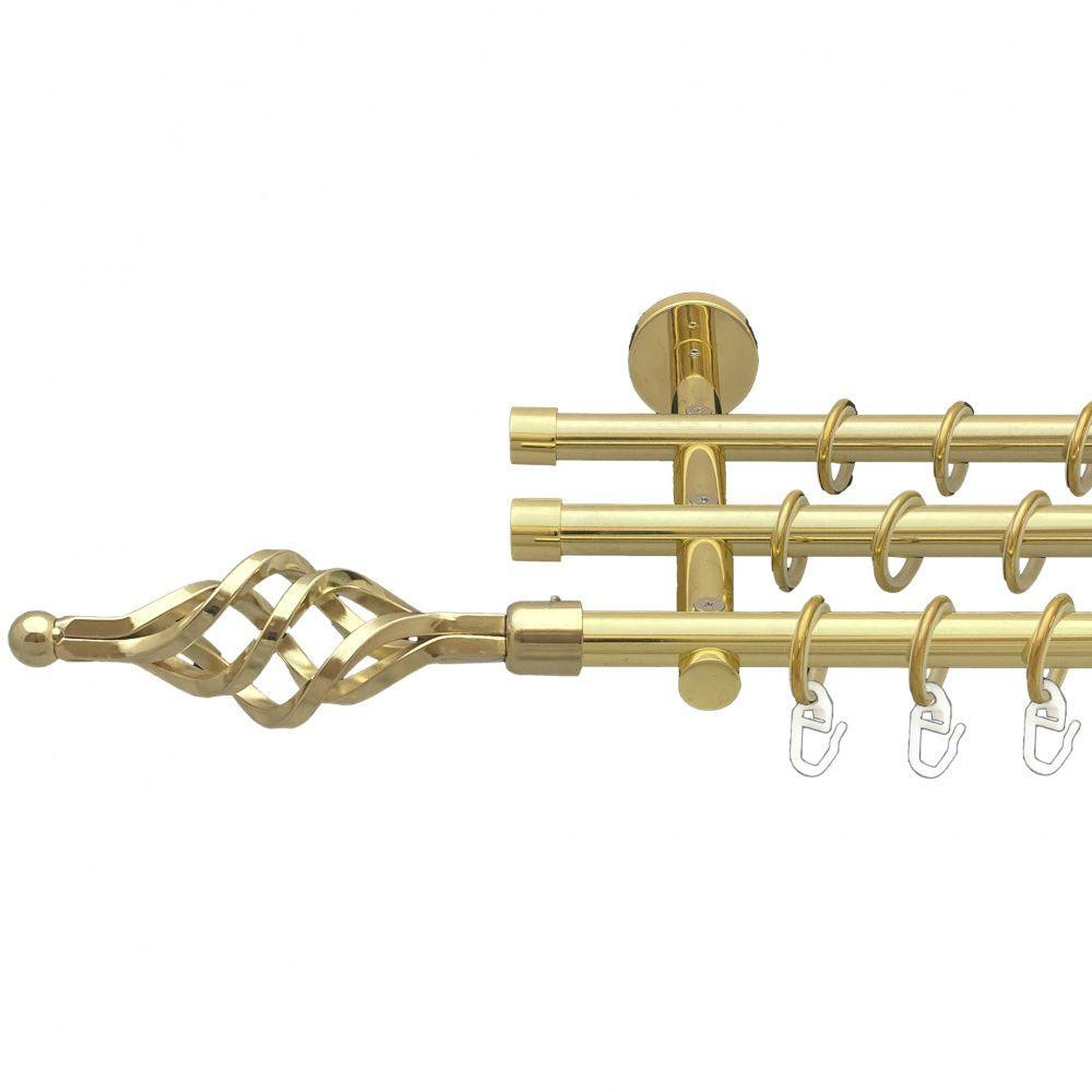 Карниз Orvit Ажур Мала металевий трирядний циліндр (20 см) гладка труба кільце металеве Золото 16\16\16 мм 240 Львов - изображение 1