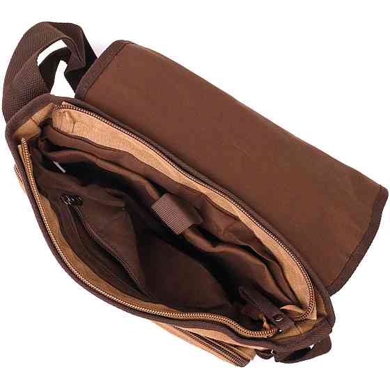 Містка текстильна сумка для ноутбука 13" через плече Vintage 22201Коричнева Київ