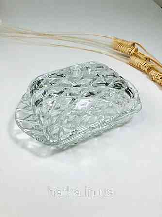 Маслянка скляна прозора "Монарх" довжина 17*10,5*9 см товсте скло Київ