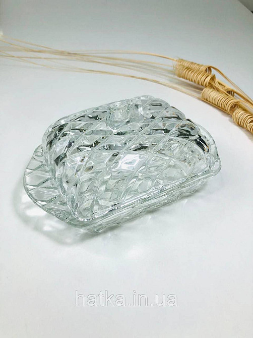 Маслянка скляна прозора "Монарх" довжина 17*10,5*9 см товсте скло Київ - фото 1
