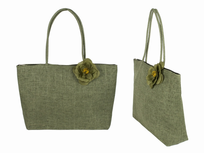 Сумка летняя из мешковины зеленая Киев - изображение 1