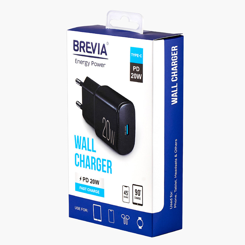 Сетевое зарядное устройство Brevia ePower PD20W USB-C черный Львов - изображение 6
