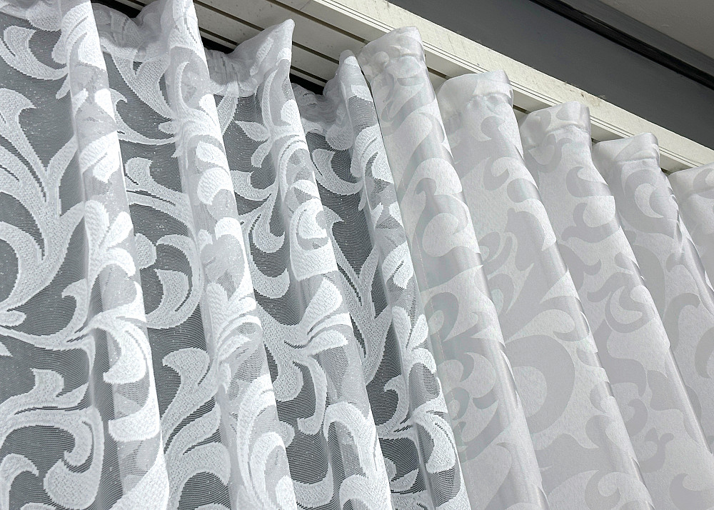 Комплект штор VR-Textil Жаккард Вензель 150х270 2шт и Тюль 500х270 418ш-1147т Белый 71-101/4 Киев - изображение 8