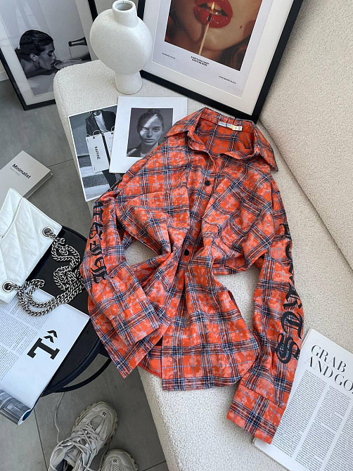 Жіноча стильна оверсайз сорочка у клітинку турецька фланель Одеса - фото 4