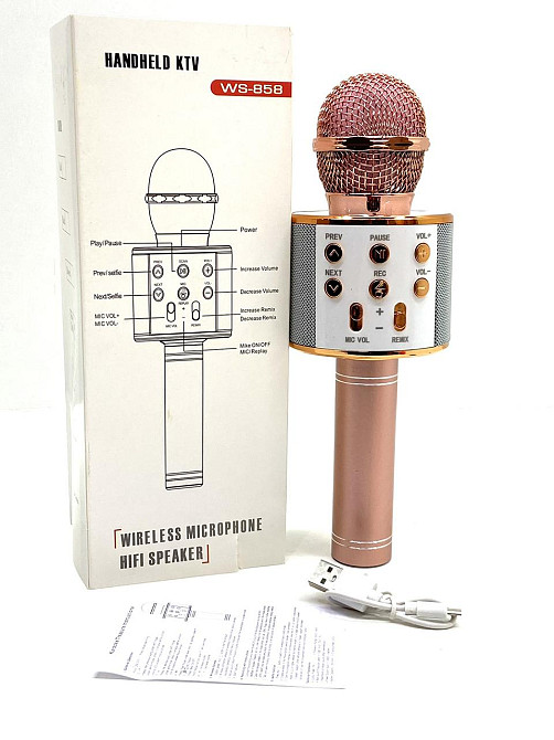 Мікрофон бездротової караоке bluetooth USB колонка Рожевий (С 48340) Чернігів - фото 2