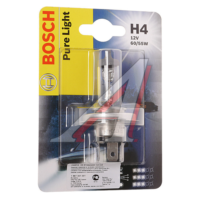 Bosch 1 987 301 001 — Надійна галогенова автолампа 60/55W для яскравого та безпечного освітлення дороги Ковель - фото 1