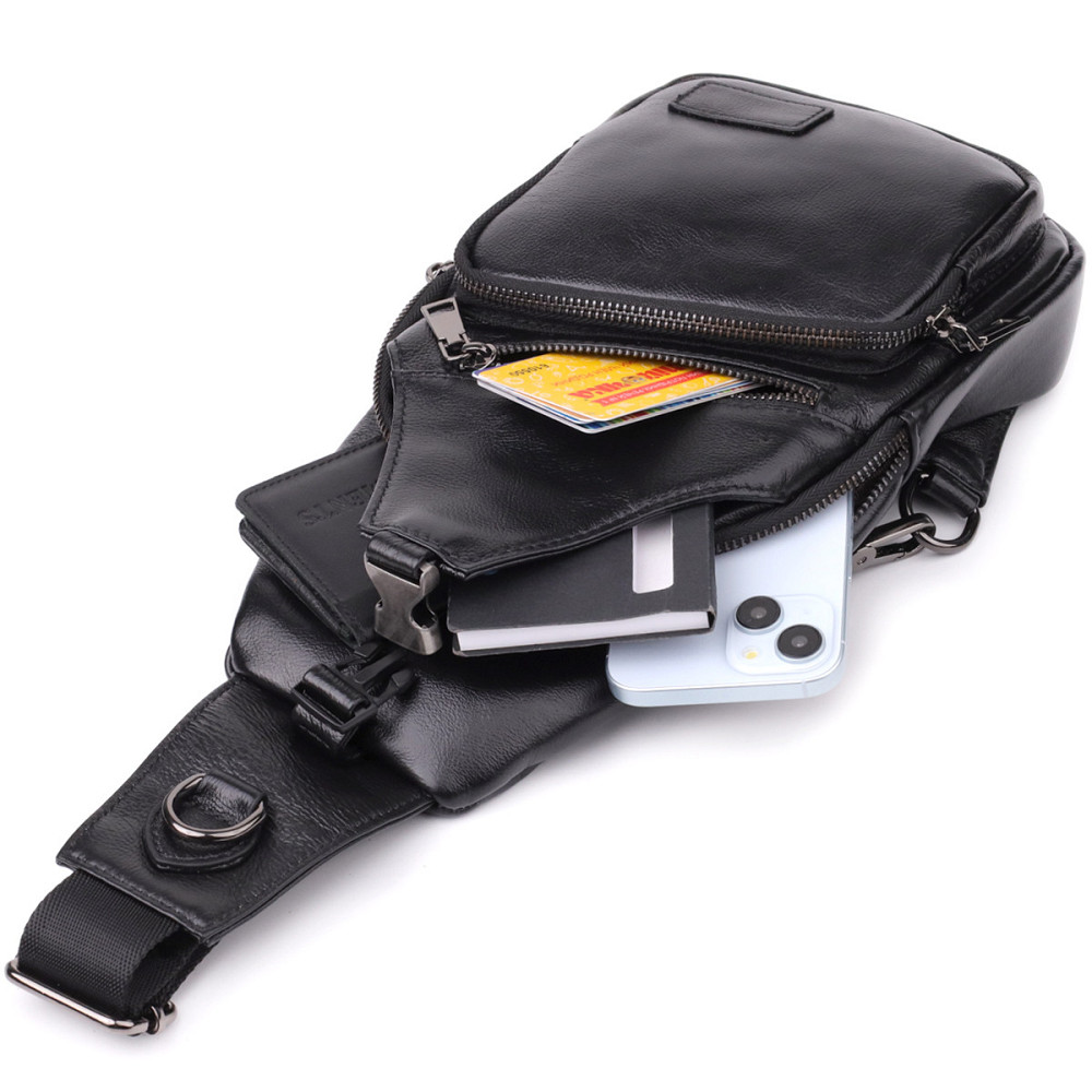 Мужская сумка через плечо из натуральной кожи Черный (Vintage) Киев - изображение 2