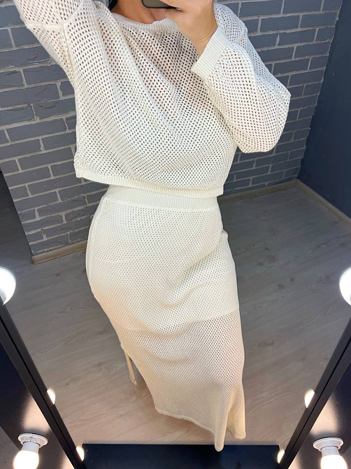 Костюм жіночий Mintas 2418-4208 ажурний сітка прозорий довга спідниця розрізи з регланом one size, чорний, one size Київ - фото 10