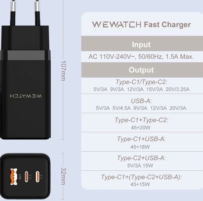 Зарядное: Xiaomi 65W GaN Pro WEWATCH QC зарядка PD MacBook Киев - изображение 7