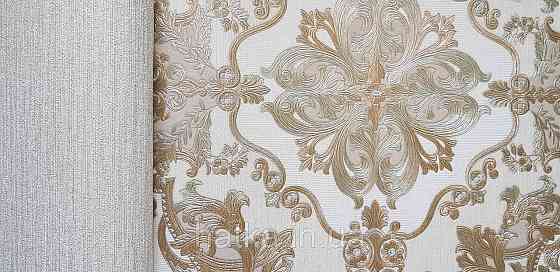 Обои виниловые на флизелине AdaWall Seyyah 1.06х10 вензеля цветы фигуры структурные золото серебро на песочном Киев