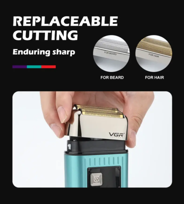 Бритва VGR V357 чоловіча, акумуляторна, водостійка, з триммером і лезвиями з нержавіючої сталі Одеса - фото 2