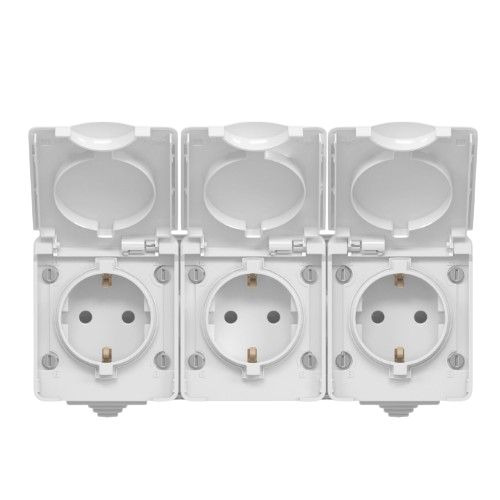 BINERA сірий Розетка зовнішня 3-а із заземленням IP65 Videx Житомир