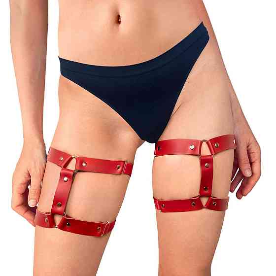 Гартеры на ногу из натуральной кожи Art of Sex - Kristina Leg Garters (2 шт), цвет Красный Sex Aura Киев