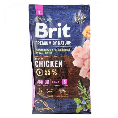 Корм сухой Brit Premium Dog Junior S для молодых собак мелких пород от 1 до 12 месяцев весом 1-10 кг с курицей 8 кг. Киев