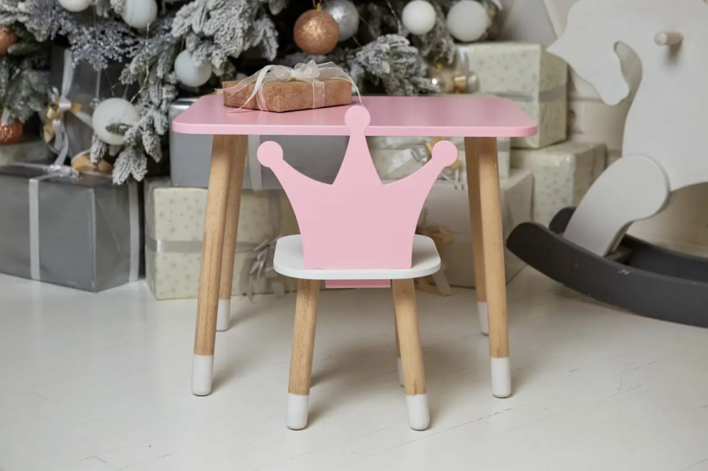 Дитячий прямокутний столик (Рожевий) та стільчик Корона (Рожева з білим) Вінниця - фото 9