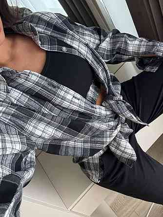 Жіночий прогулянковий костюм-трійка: сорочка в клітинку топ і штани фланель + двонитка Сірий, 46/48 Одеса