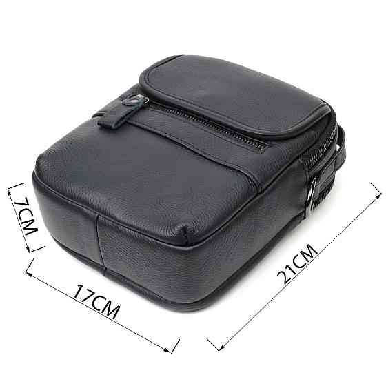 Практичная мужская сумка на плечо из натуральной кожи Vintage 22247 Черная Киев